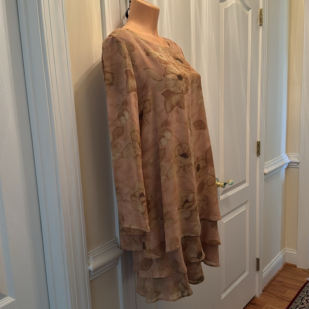 JONES NEW YORK DRESS Shift L/S Layered Tier Hem Pink Size 12 EUC $100 lcsr - Picture 5 of 12